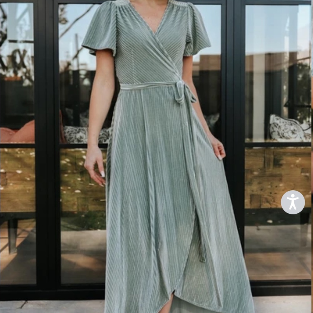 Sage green wrap dress